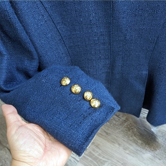 EUC Smythe women's single-breasted textured peak lapel blazer, royal blue size 6 - Picture 11 of 16